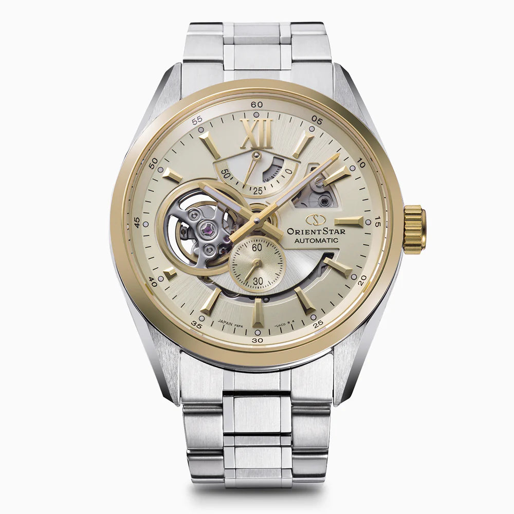RE-AV0124G Reloj Orient Star Modern Skeleton de hombre correa de metal