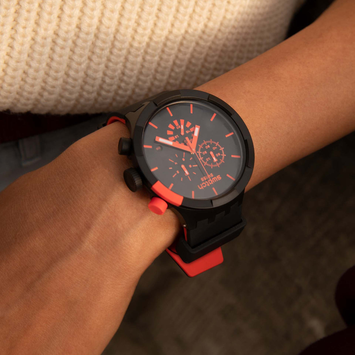 SB02B402 Reloj Swatch Big Bold de hombre pulsera de caucho