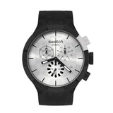SB02B404 Reloj Swatch Chequered Silver de hombre correa de silicona 47 mm