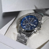 SBTQ071  Reloj Seiko para caballero Dial Azul pulsera de Metal