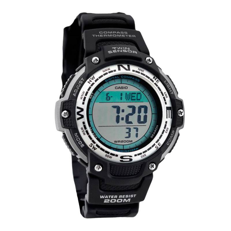 SGW-100 Reloj Casio para Hombre Pulsera de Caucho Digital Twin Sensor Illuminator