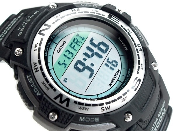 SGW-100 Reloj Casio para Hombre Pulsera de Caucho Digital Twin Sensor Illuminator