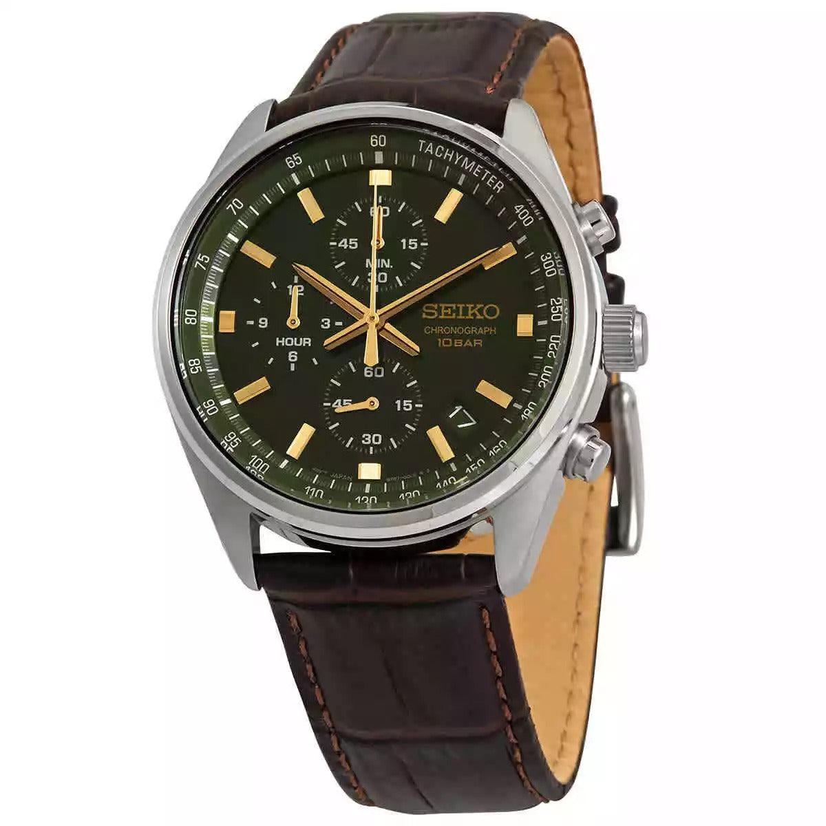 SSB385 Reloj Seiko Chronograph para Hombre pulsera de cuero