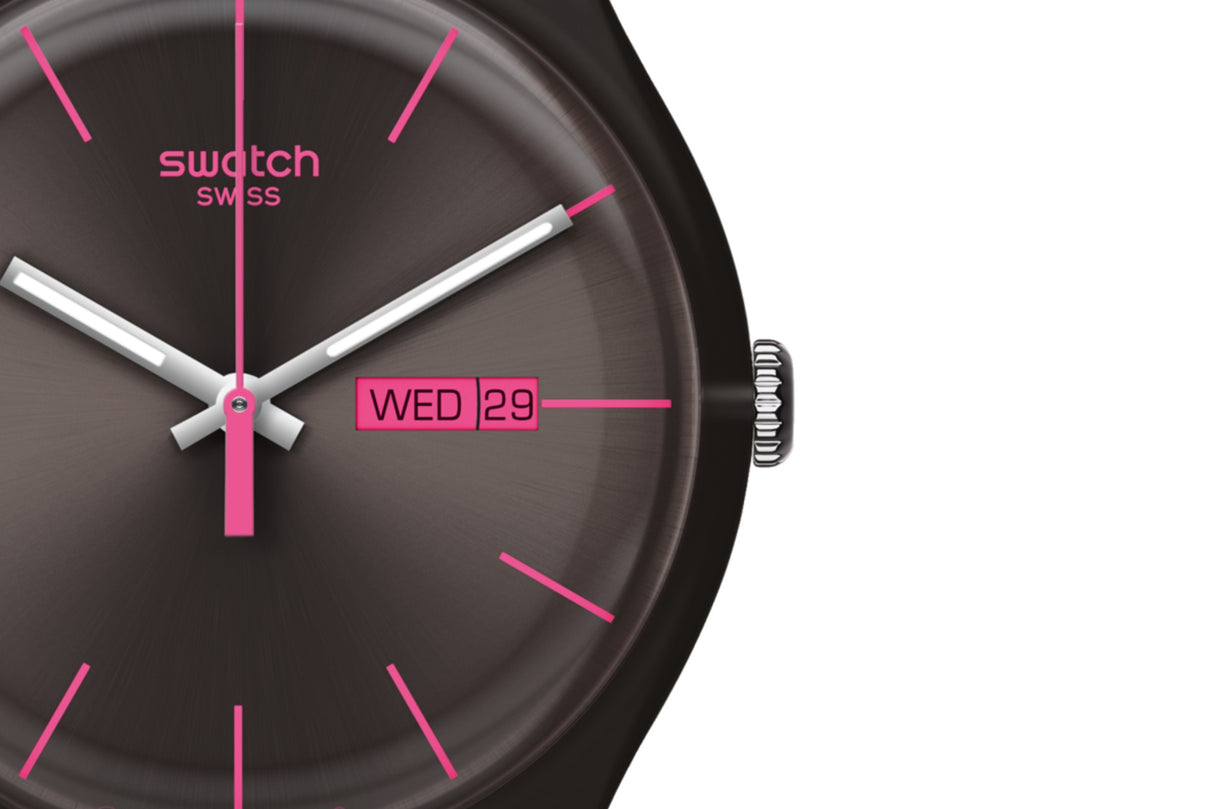 SUOC700 Reloj Swatch Brown Rebel unisex correa de resina