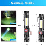Linterna LED Recargable con Luz Lateral y Zoom
