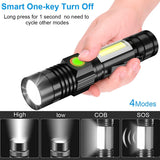 Linterna LED Recargable con Luz Lateral y Zoom