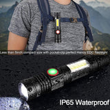 Linterna LED Recargable con Luz Lateral y Zoom