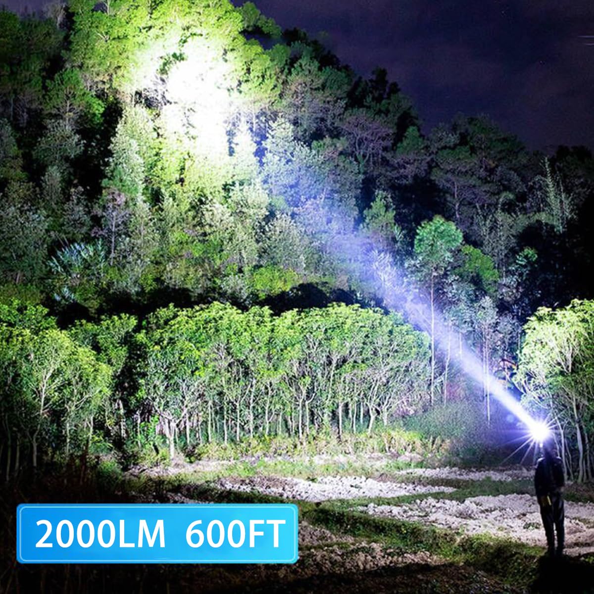 Linterna LED Recargable con Luz Lateral y Zoom