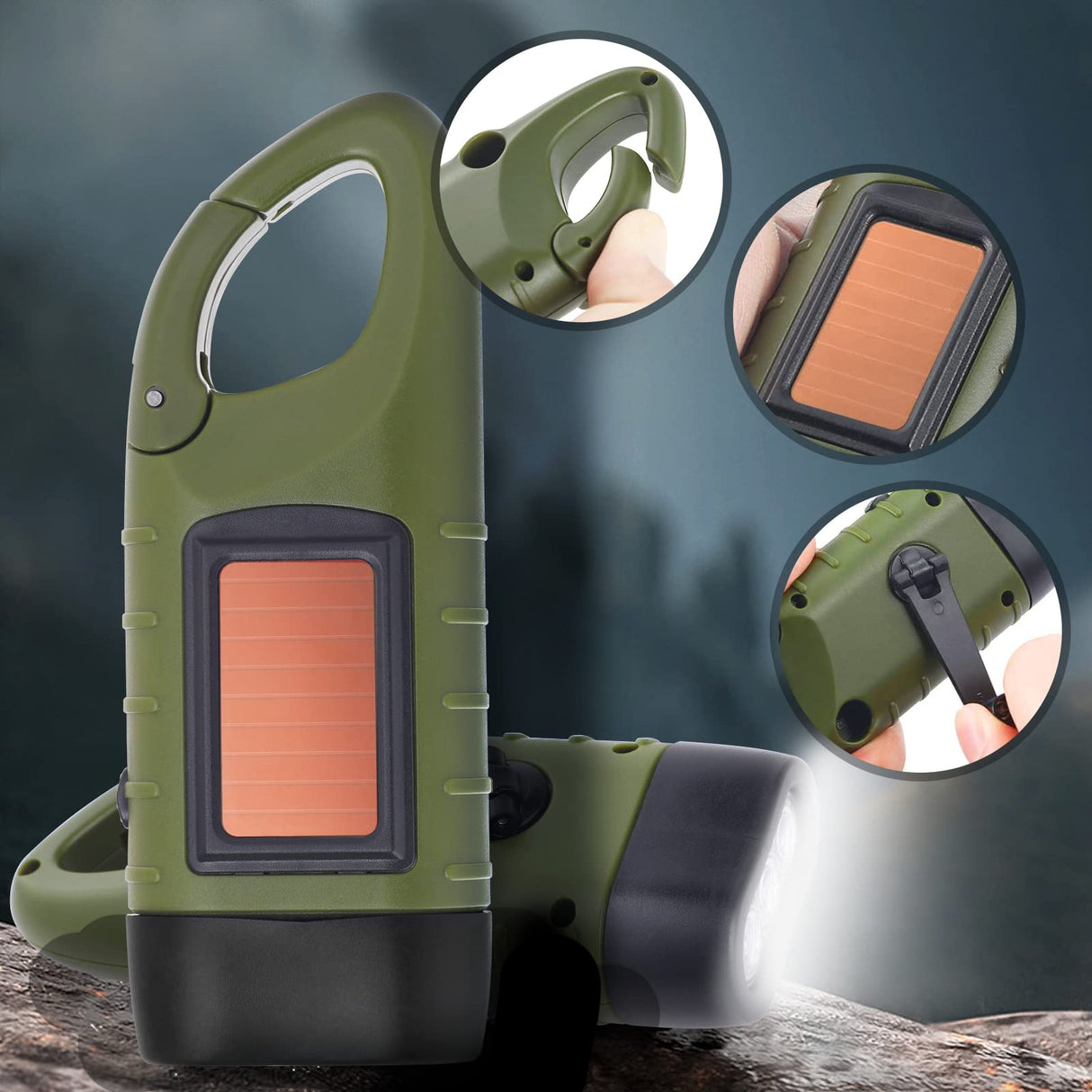 TS-FL1142 Linterna Solar de Manivela Mini Linterna LED Recargable de Emergencia
