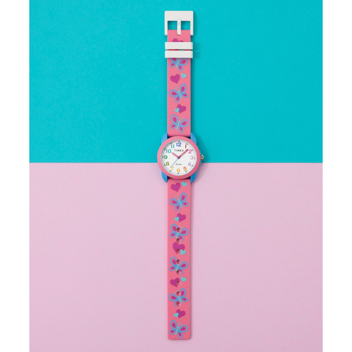 TW2Y59700 Reloj Timex Teacher Corazon y mariposas infantil banda de silicona