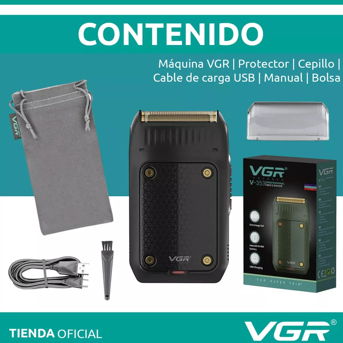 V-353 Afeitadora Eléctrica Profesional Recargable de Única Cuchilla para Hombre