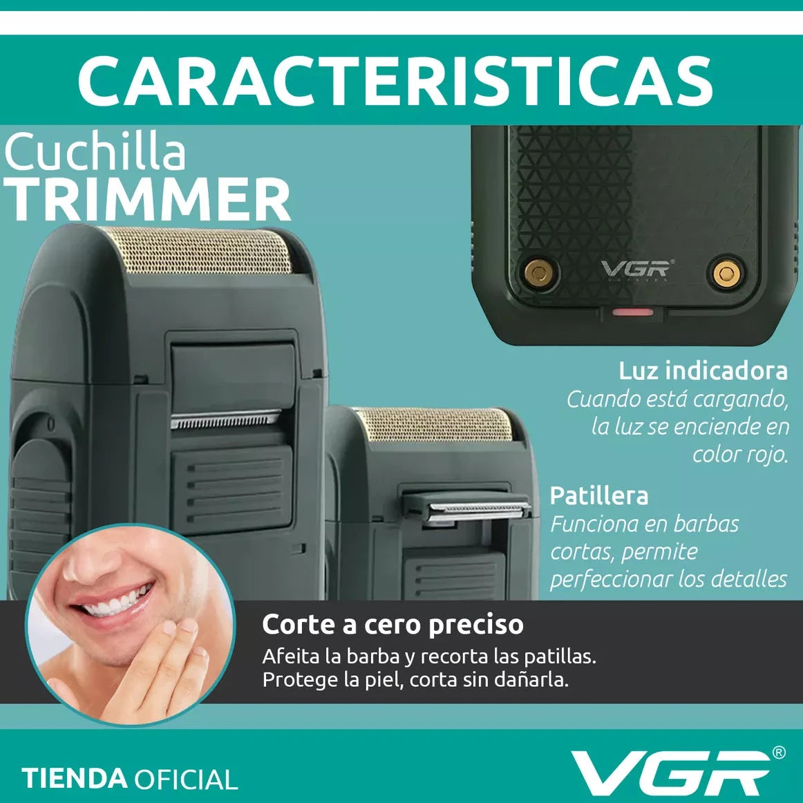 V-353 Afeitadora Eléctrica Profesional Recargable de Única Cuchilla para Hombre