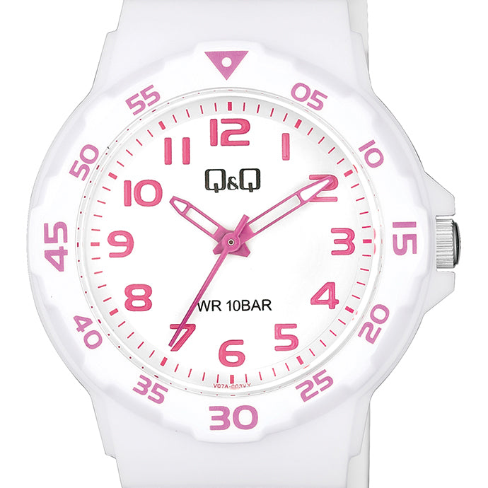 V07A QQ Reloj Análogo de Caucho Color Rosado para Señorita