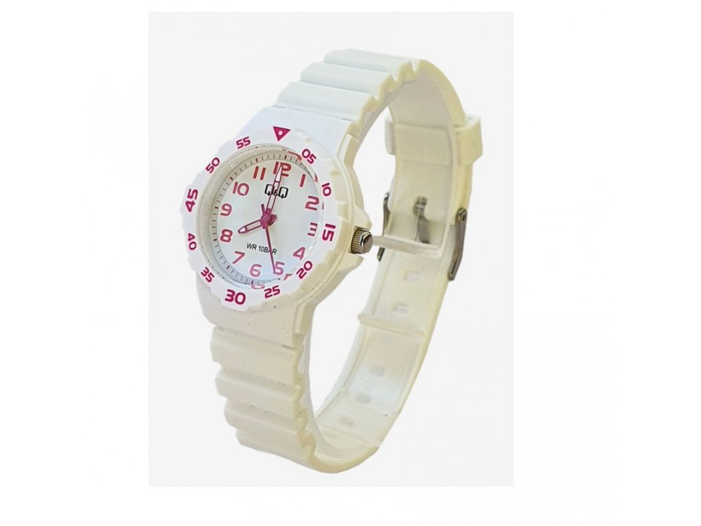 V07A QQ Reloj Análogo de Caucho Color Rosado para Señorita