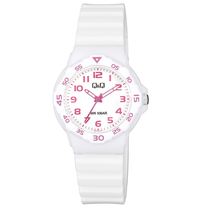 V07A QQ Reloj Análogo de Caucho Color Rosado para Señorita