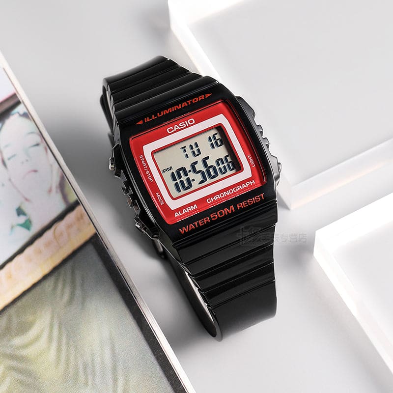 W-215 Reloj Casio para Mujer Pulsera de Caucho Digital Illuminator con Cronógrafo