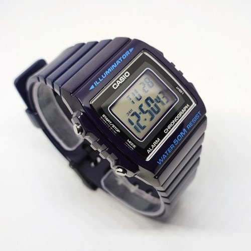 W-215 Reloj Casio para Mujer Pulsera de Caucho Digital Illuminator con Cronógrafo