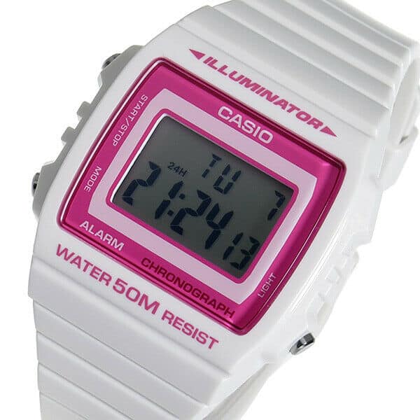 W-215 Reloj Casio para Mujer Pulsera de Caucho Digital Illuminator con Cronógrafo