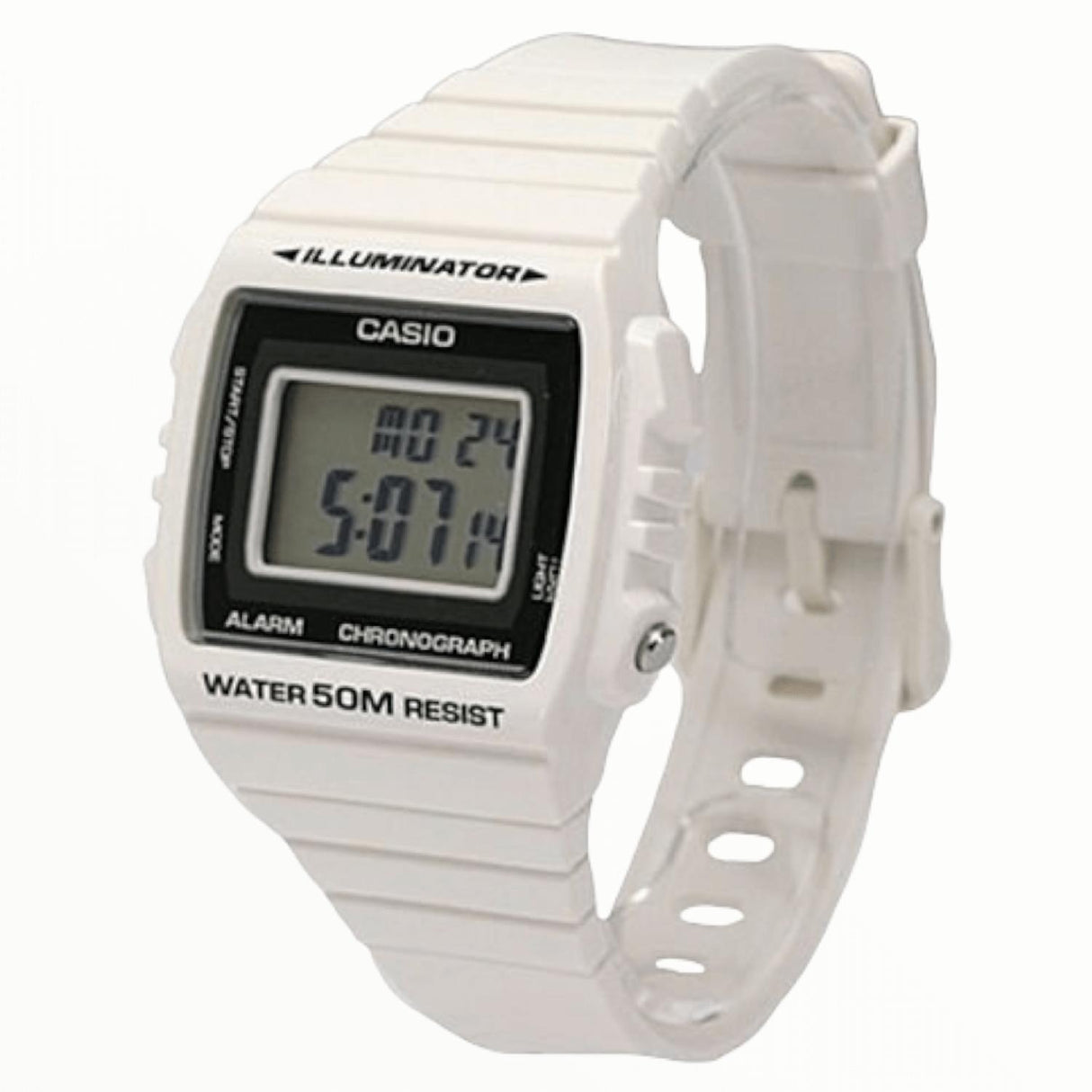 W-215 Reloj Casio para Mujer Pulsera de Caucho Digital Illuminator con Cronógrafo