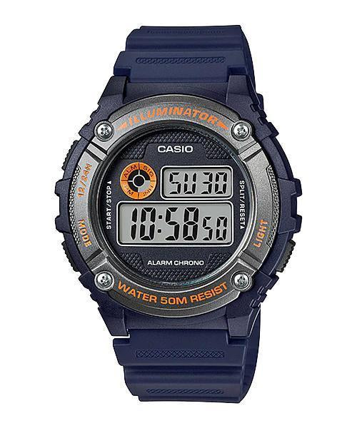 W-216 Reloj Casio para Hombre Banda de Caucho Digital Illuminator con Cronógrafo