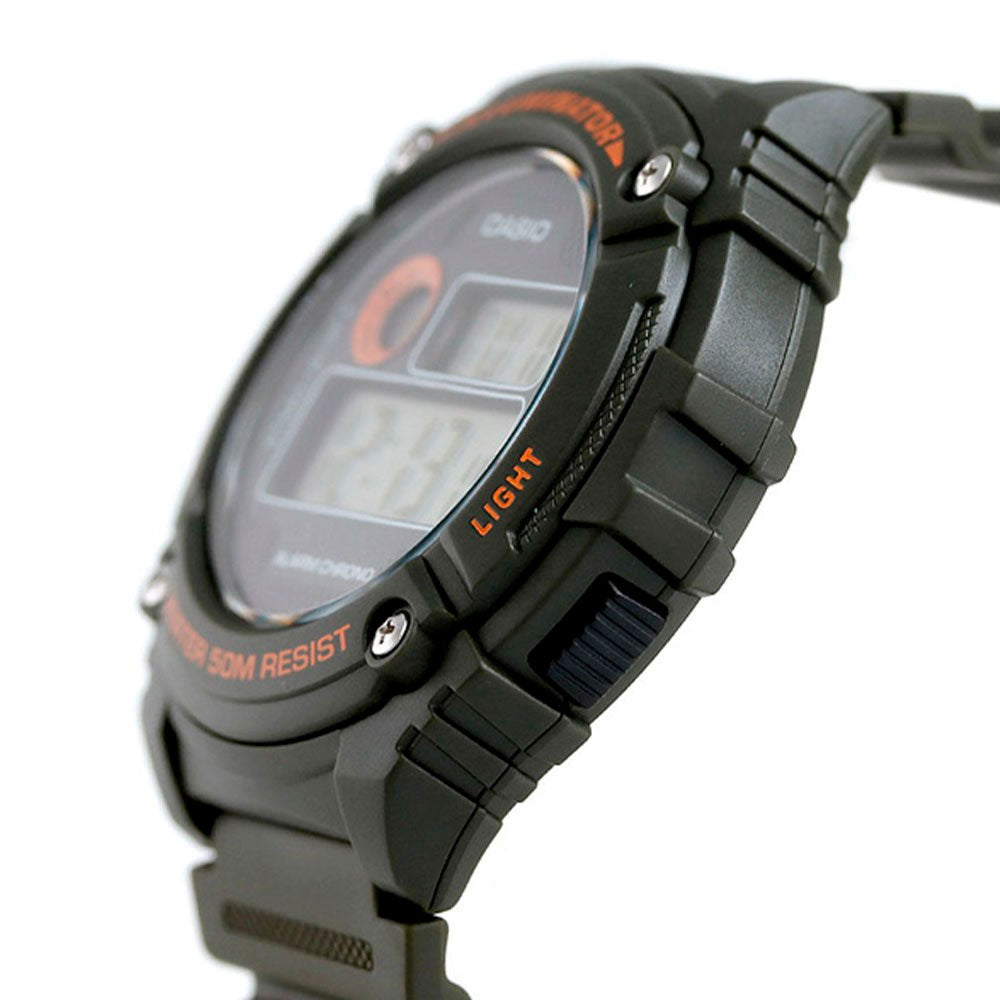 W-216 Reloj Casio para Hombre Banda de Caucho Digital Illuminator con Cronógrafo