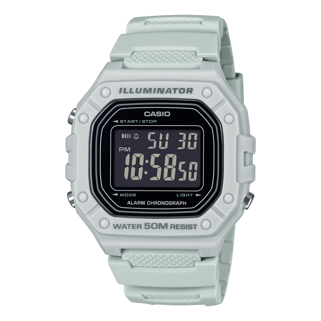W-218 Casio Reloj Digital Pulsera de Caucho para Hombre y Mujer Illuminator con Cronógrafo