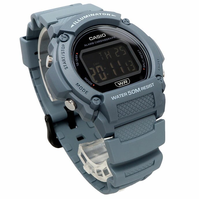 W-219 Casio Reloj Digital para Hombre Pulsera de Resina Illuminator con Cronógrafo