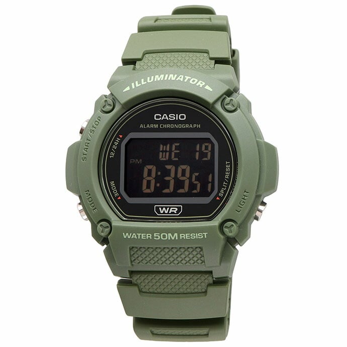 W-219 Casio Reloj Digital para Hombre Pulsera de Resina Illuminator con Cronógrafo