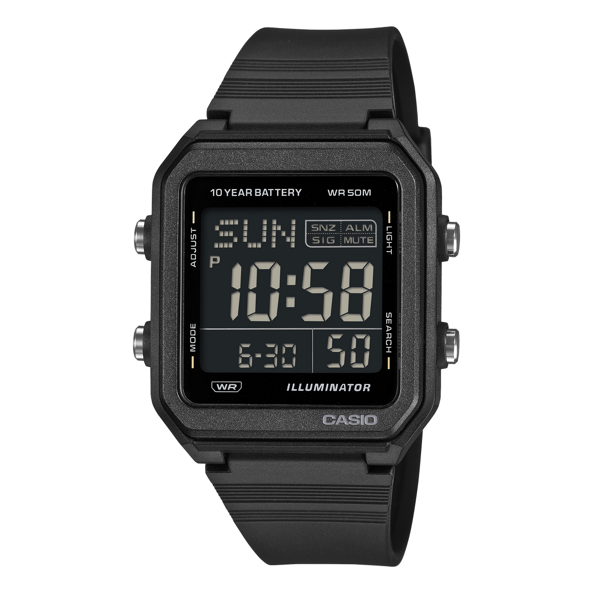 W-221H Reloj Casio unisex correa de caucho digital
