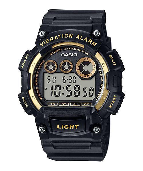 W-735 Reloj Casio para Hombre Pulsera de Caucho Digital Alarma Vibrante Super Illuminantor