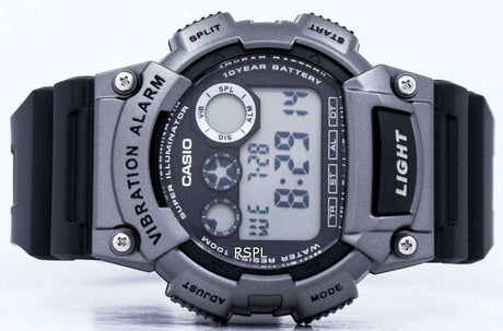 W-735 Reloj Casio para Hombre Pulsera de Caucho Digital Alarma Vibrante Super Illuminantor