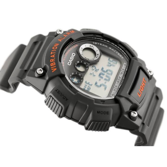 W-735 Reloj Casio para Hombre Pulsera de Caucho Digital Alarma Vibrante Super Illuminantor