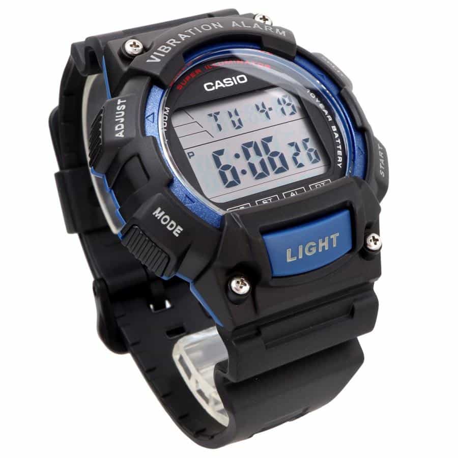 W-736 Reloj Casio para Hombre Pulsera de Goma Digital Alarma Vibrante Super Illuminantor