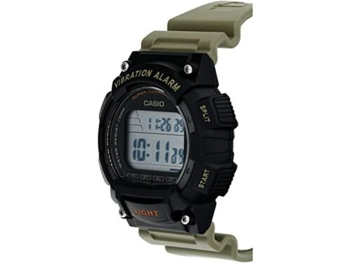 W-736 Reloj Casio para Hombre Pulsera de Goma Digital Alarma Vibrante Super Illuminantor