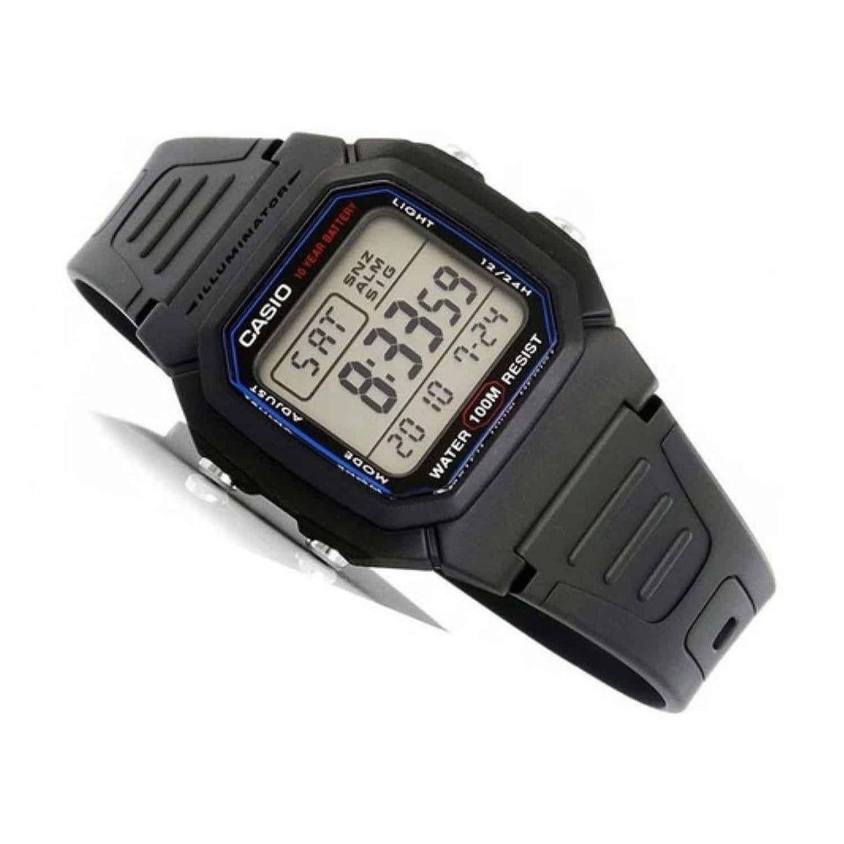 W-800 Reloj Casio para Hombre Banda de Caucho Digital 10 Años de Batería