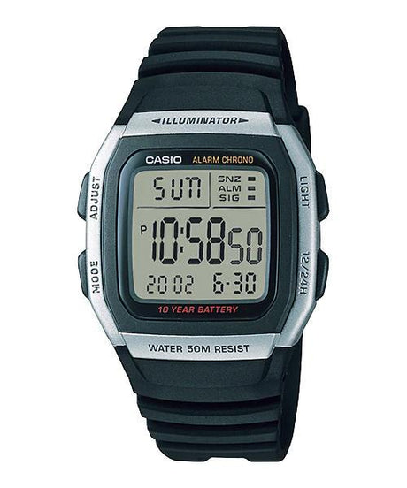 W-96 Reloj Casio para Hombre Pulsera de Caucho Digital Illuminator 10 Años de Batería