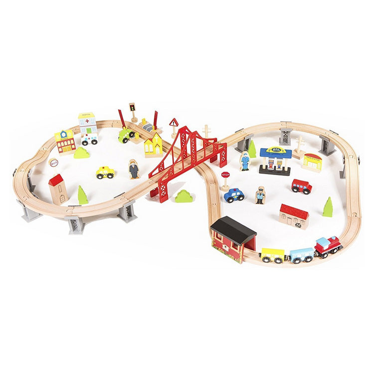 Juego de Vías de Tren de Madera juguete modelo W04C073