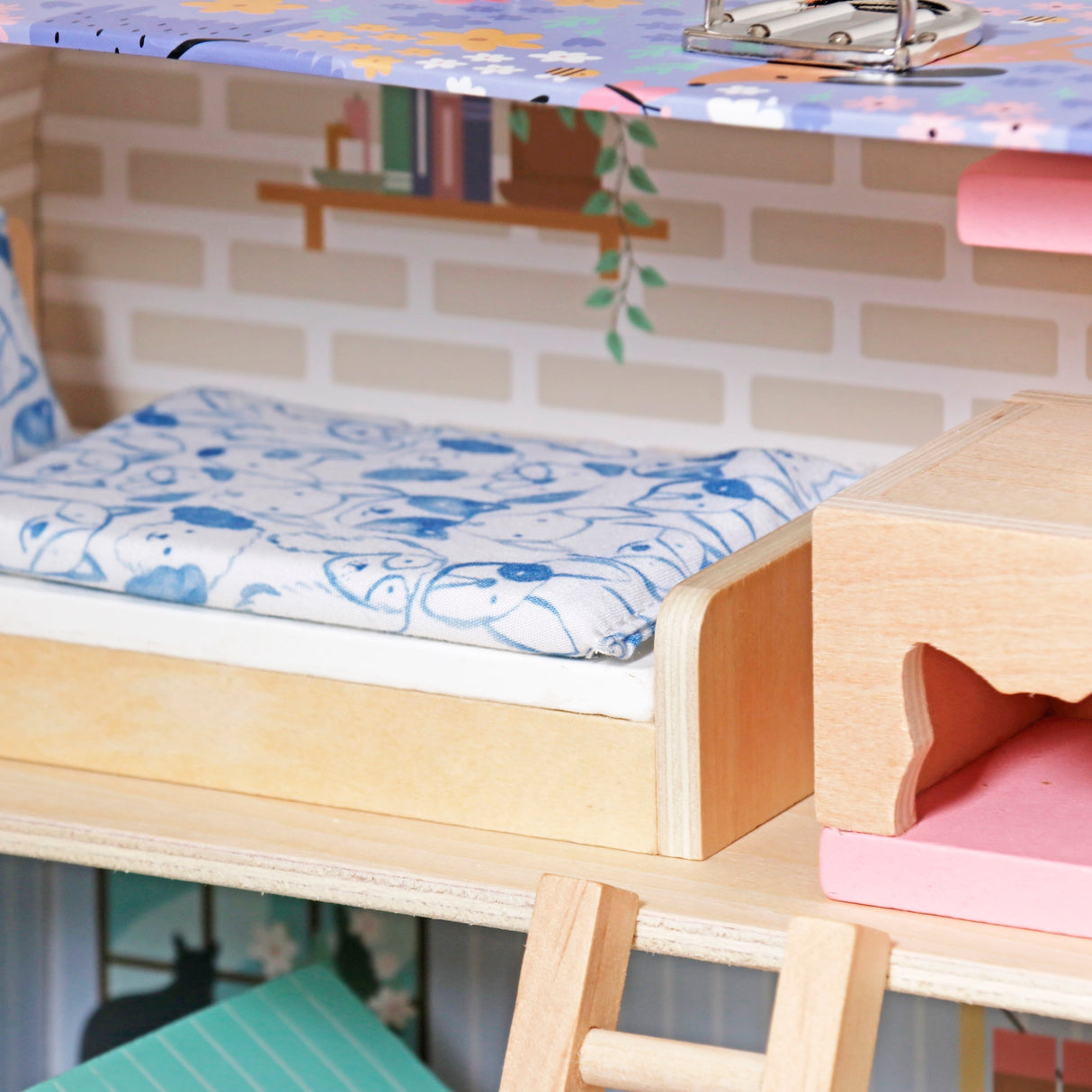 Casa de Muñecas de Mascotas Portátil de 19 Piezas W06A650