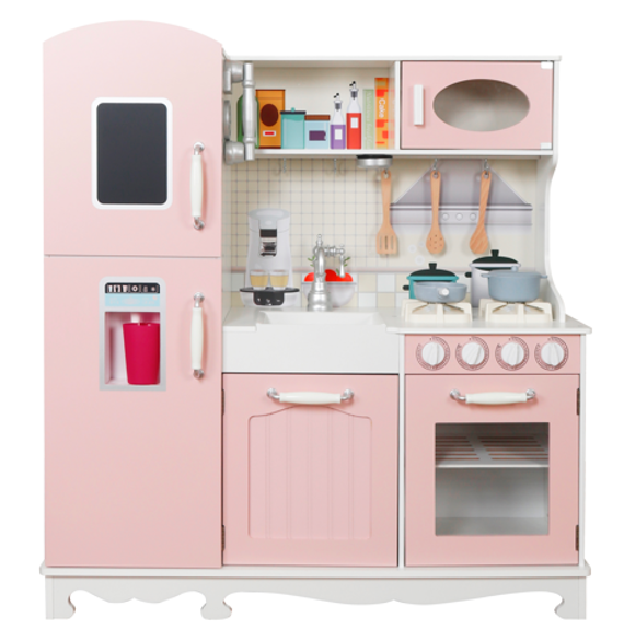 Cocinita de Madera Juguete Montessori con Set de Ollas y Luz W10C409I