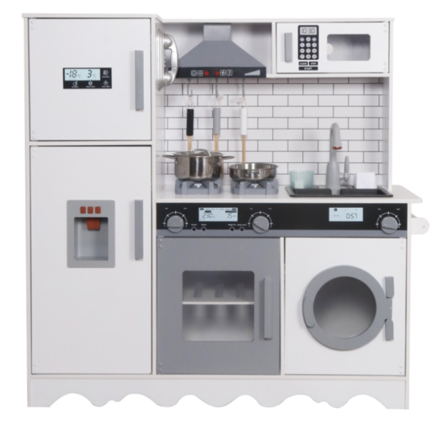 Cocinita Premium de Madera Juguete Montessori con 7 Funciones Electrónicas W10C991