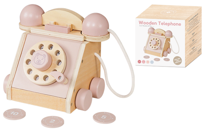 Teléfono de Juguete de Madera Juguete Montessori W10L095