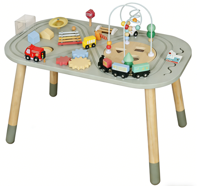 Mesa de Actividades de Madera Juguete Montessori con Laberinto de Cuentas W11B318B