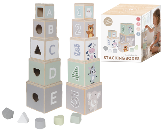 Torre de Apilamiento de Cubos de Madera Montessori W13D486