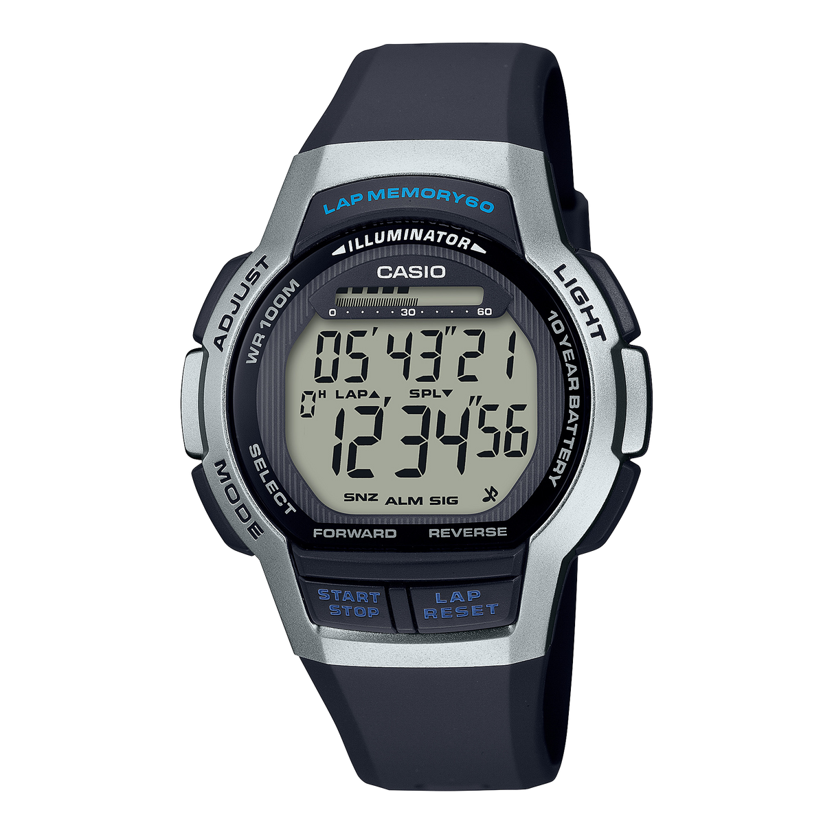 WS-1000 Reloj Casio para Hombre Pulsera de Caucho Digital 10 Años de Batería