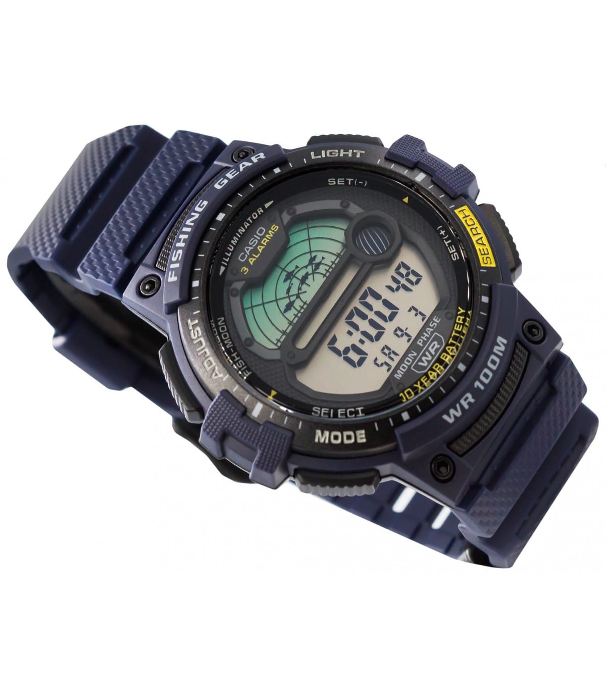 WS-1200 Reloj Casio para Hombre Pulsera de Caucho Digital Fishing Gear, Fase Lunar