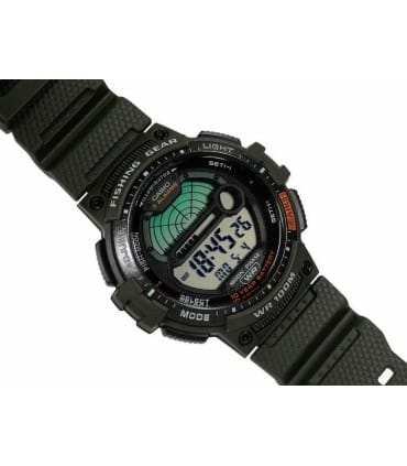 WS-1200 Reloj Casio para Hombre Pulsera de Caucho Digital Fishing Gear, Fase Lunar