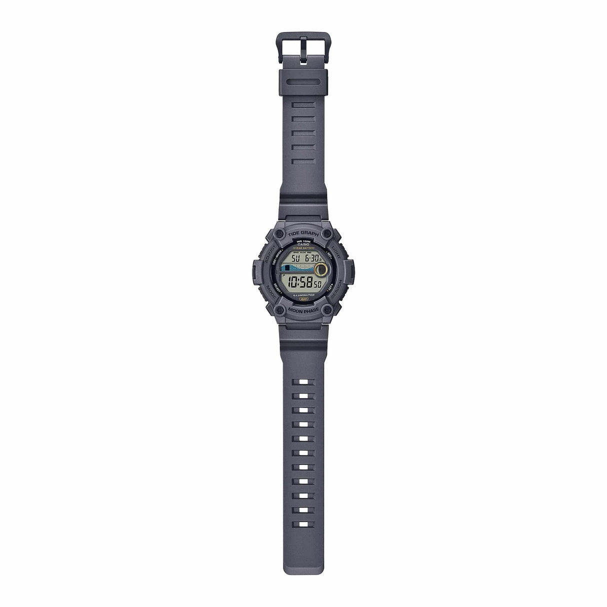 WS-1300 Reloj Casio para Hombre Pulsera de Caucho Digital Gráfica de Marea, 10 Años de Batería