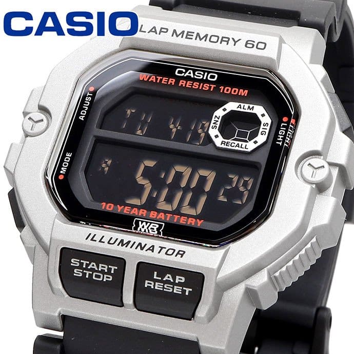 WS-1400 Reloj Casio para Hombre Pulsera de Caucho Digital 10 Años de Batería, Lap Memory 60