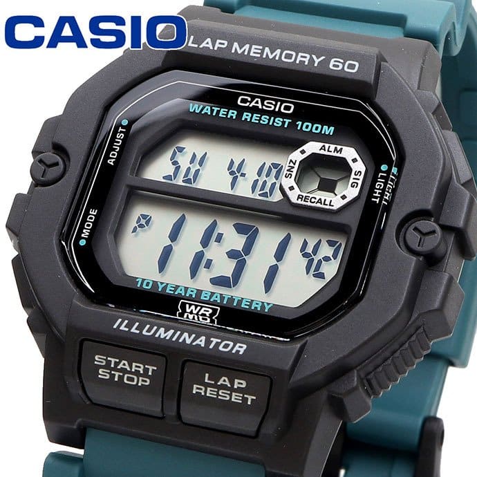 WS-1400 Reloj Casio para Hombre Pulsera de Caucho Digital 10 Años de Batería, Lap Memory 60