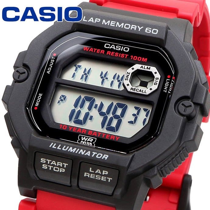 WS-1400 Reloj Casio para Hombre Pulsera de Caucho Digital 10 Años de Batería, Lap Memory 60